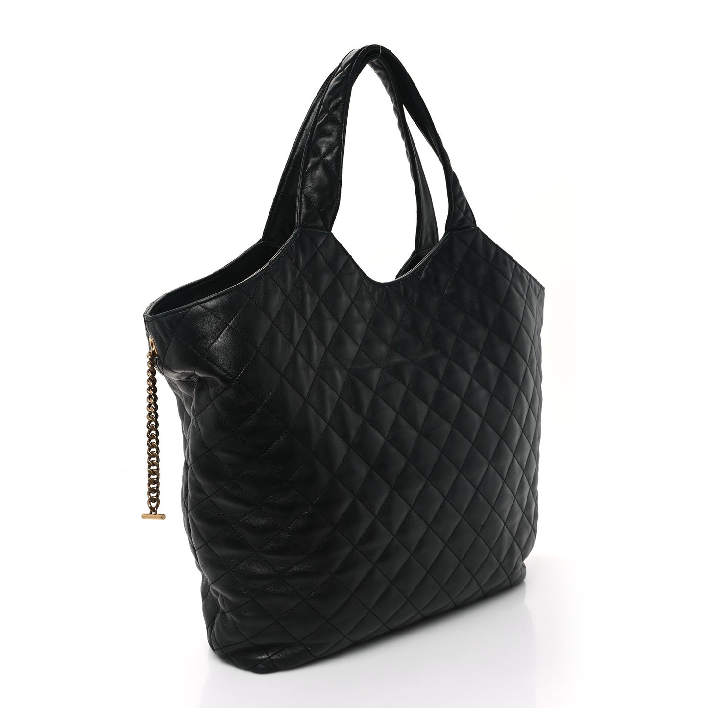 Lambskin Quilted Maxi Icare Shopping Tote Black