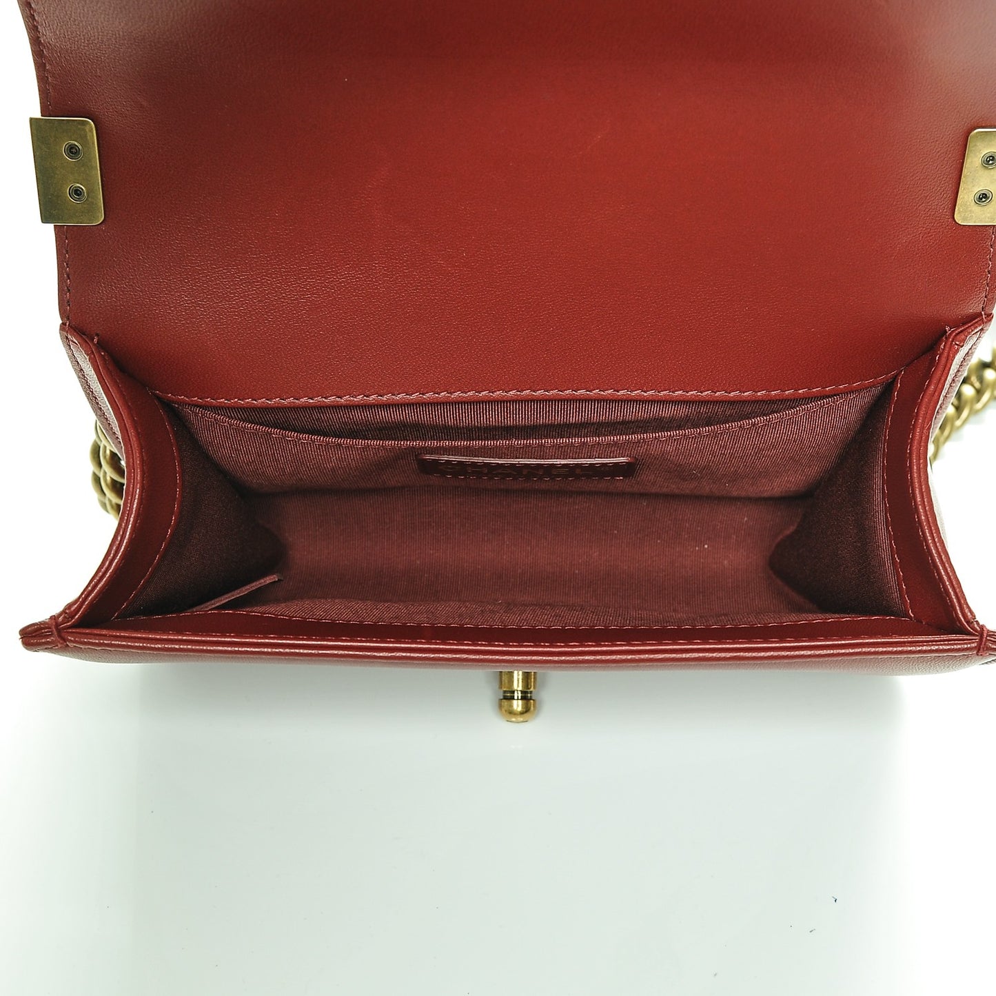 Lambskin Quilted Small Boy Flap Dark Red