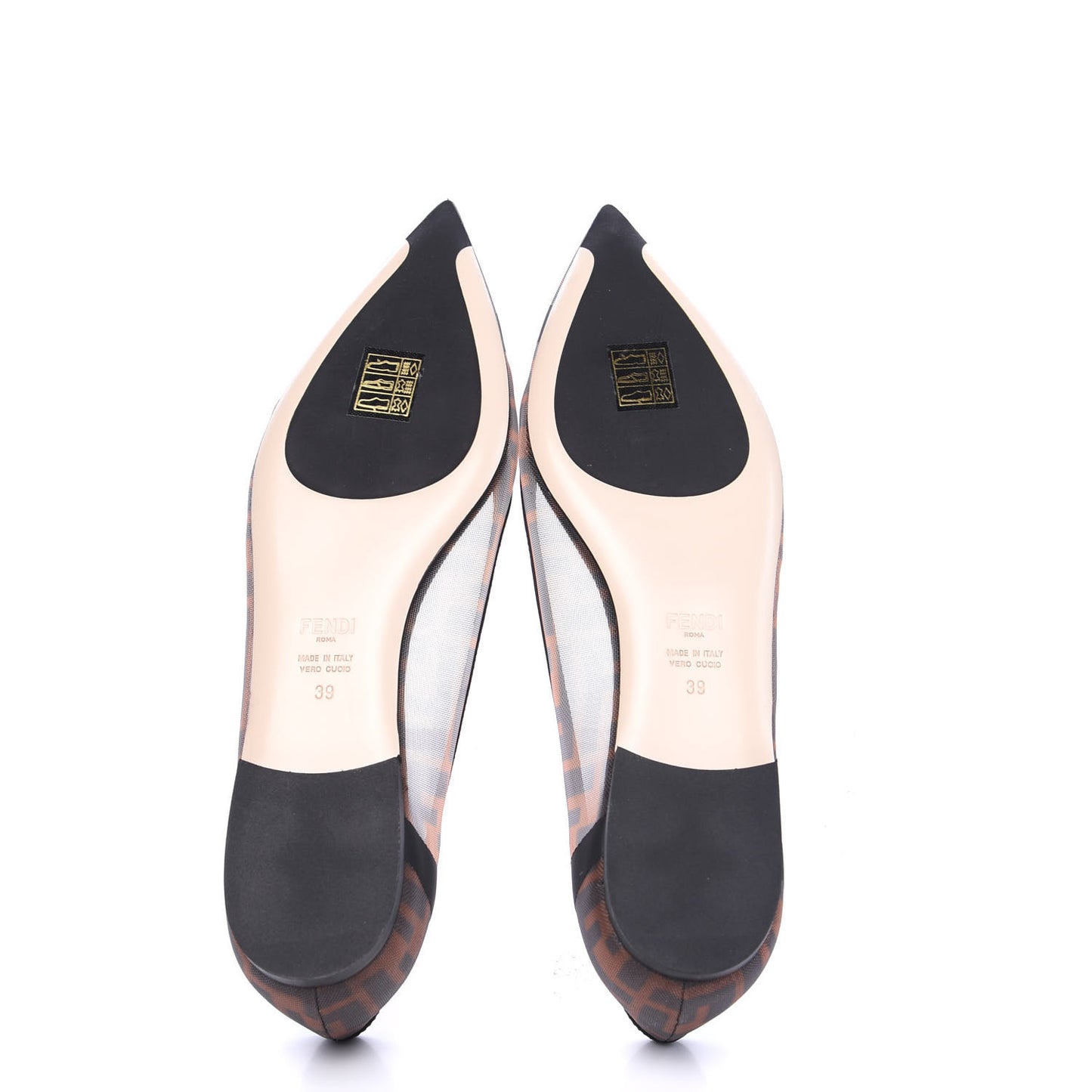 Mesh FF Skimmer Ballerina Flats 39 Tobacco Moro Black