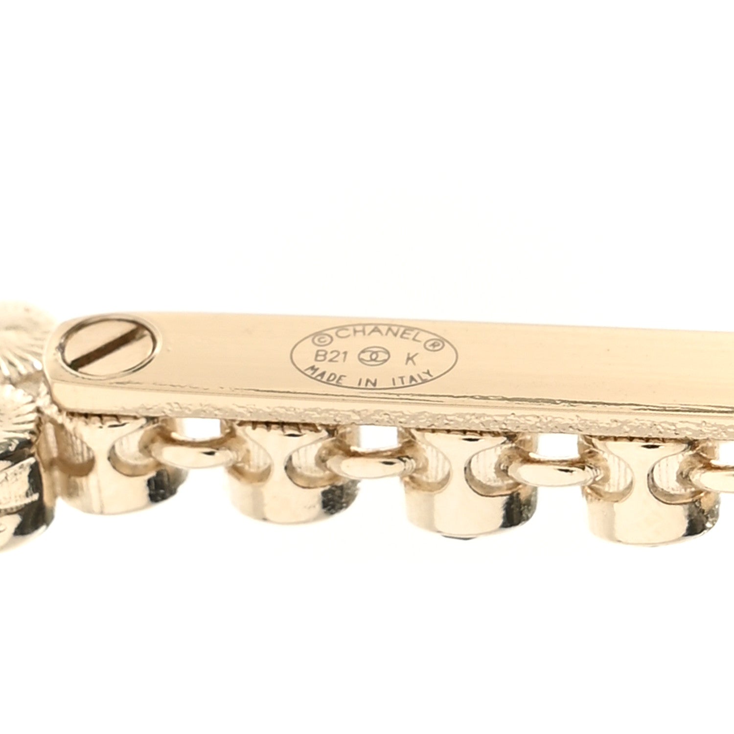 Chanel Metal Crystal Pearl CC Chandelier Headband Gold Black Grey 6 of 7