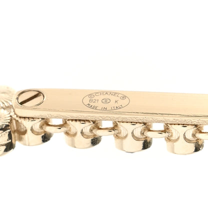 Chanel Metal Crystal Pearl CC Chandelier Headband Gold Black Grey 6 of 7