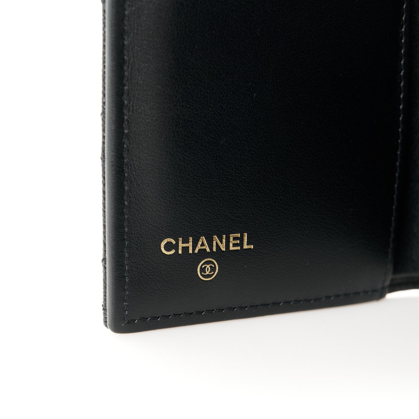 Caviar Quilted Studded CC Medium Flap Wallet Black