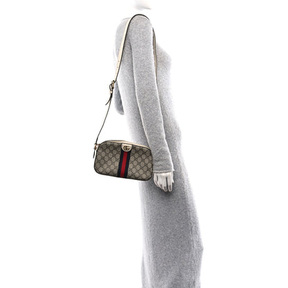 Gucci GG Supreme Monogram Textured Calfskin Web Small Ophidia Camera Bag Beige Ebony Mystic White 2 of 16