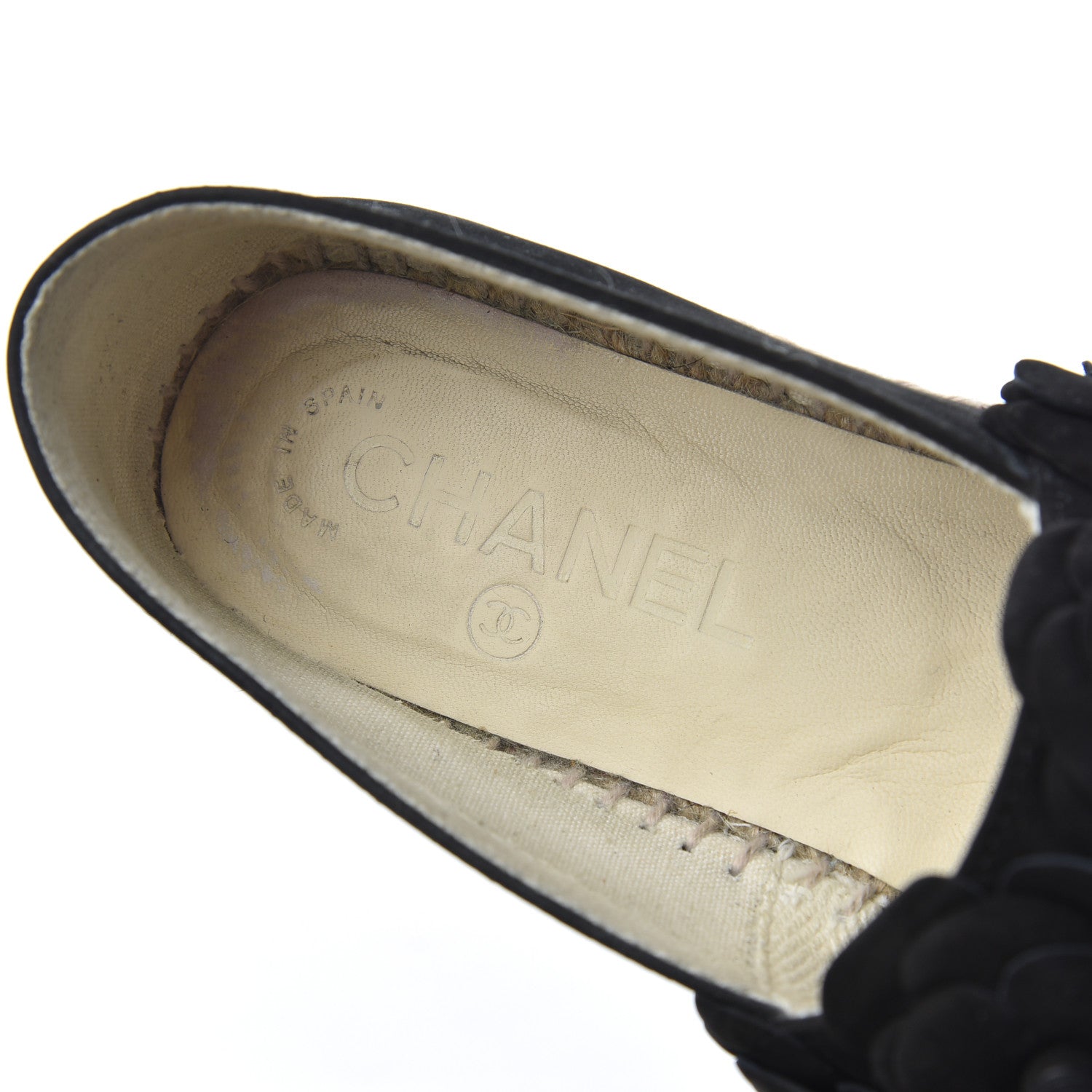 Chanel Suede Camellia CC Espadrilles 37 Black 6 of 26