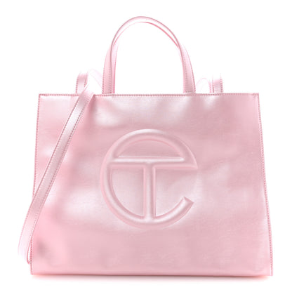 Telfar Metallic Vegan Leather Medium Shopping Bag Ballerina 1 of 10
