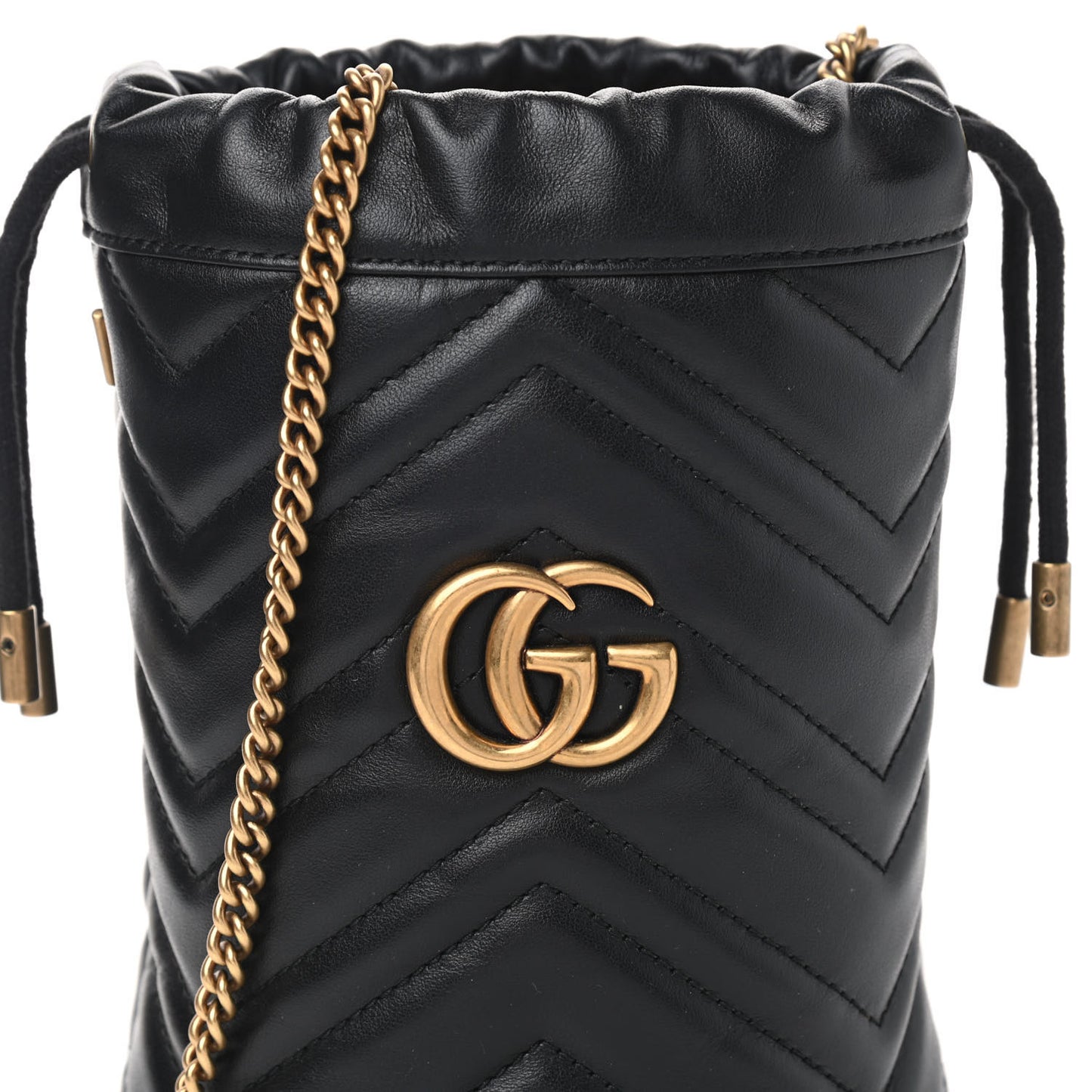 Calfskin Matelasse Mini GG Marmont 2.0 Bucket Bag Black