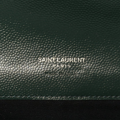 Saint Laurent Grain De Poudre Textured Mixed Matelasse Triquilt Monogram Clutch Vert Fonce 6 of 9