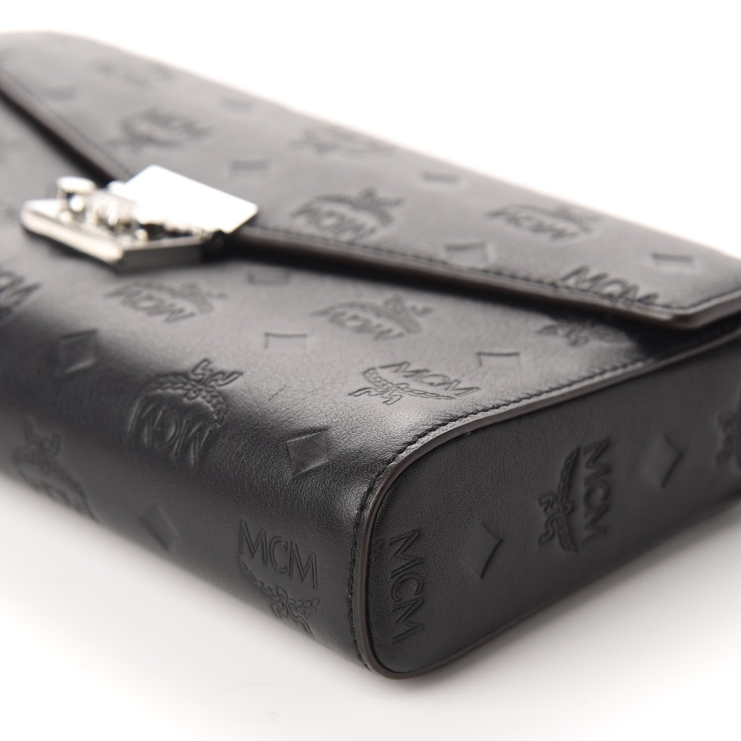 MCM Calfskin Ottomar Monogram Crossbody Bag Black 7 of 9