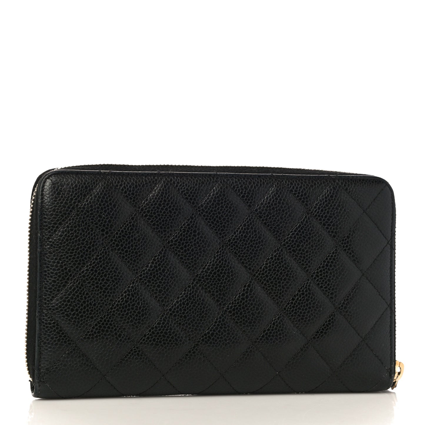 Caviar Quilted Large Zip Around Organizer Wallet Black