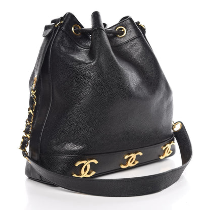 Chanel Caviar CC Drawstring Shoulder Bag Black 4 of 10