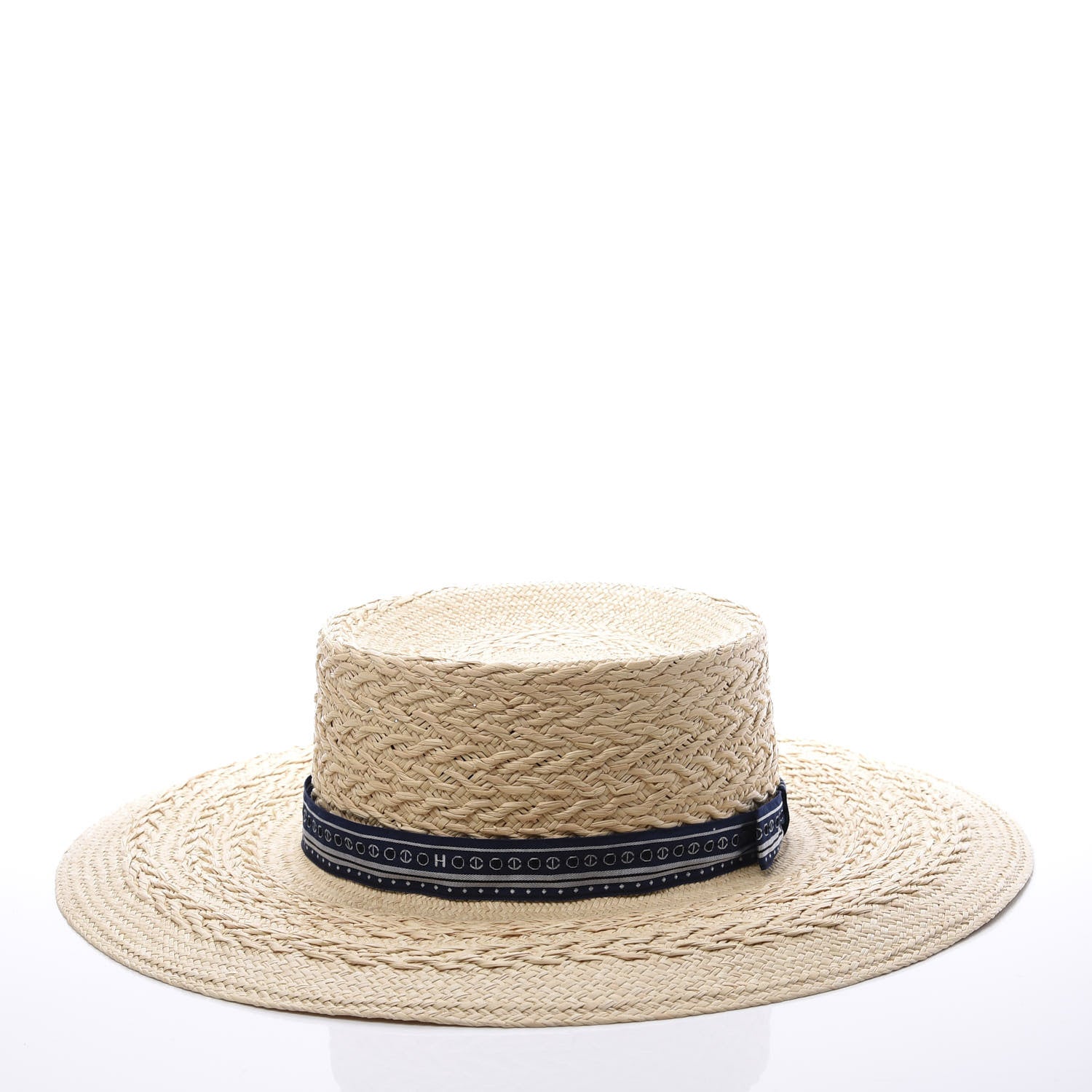 Hermes Toquilla Straw Bandanas Andalouise Panama Hat 58 Naturel Marine 2 of 5