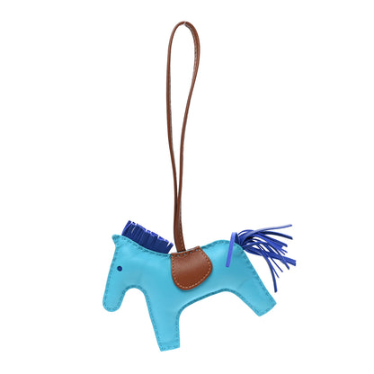 Hermes Milo Lambskin Grigri Rodeo Horse Bag Charm MM Bleu Azteque Bleu Electrique Fauve 1 of 4