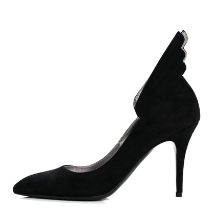 Hermes Suede Goatskin Victoire 90 Pumps 38 Black 1 of 9