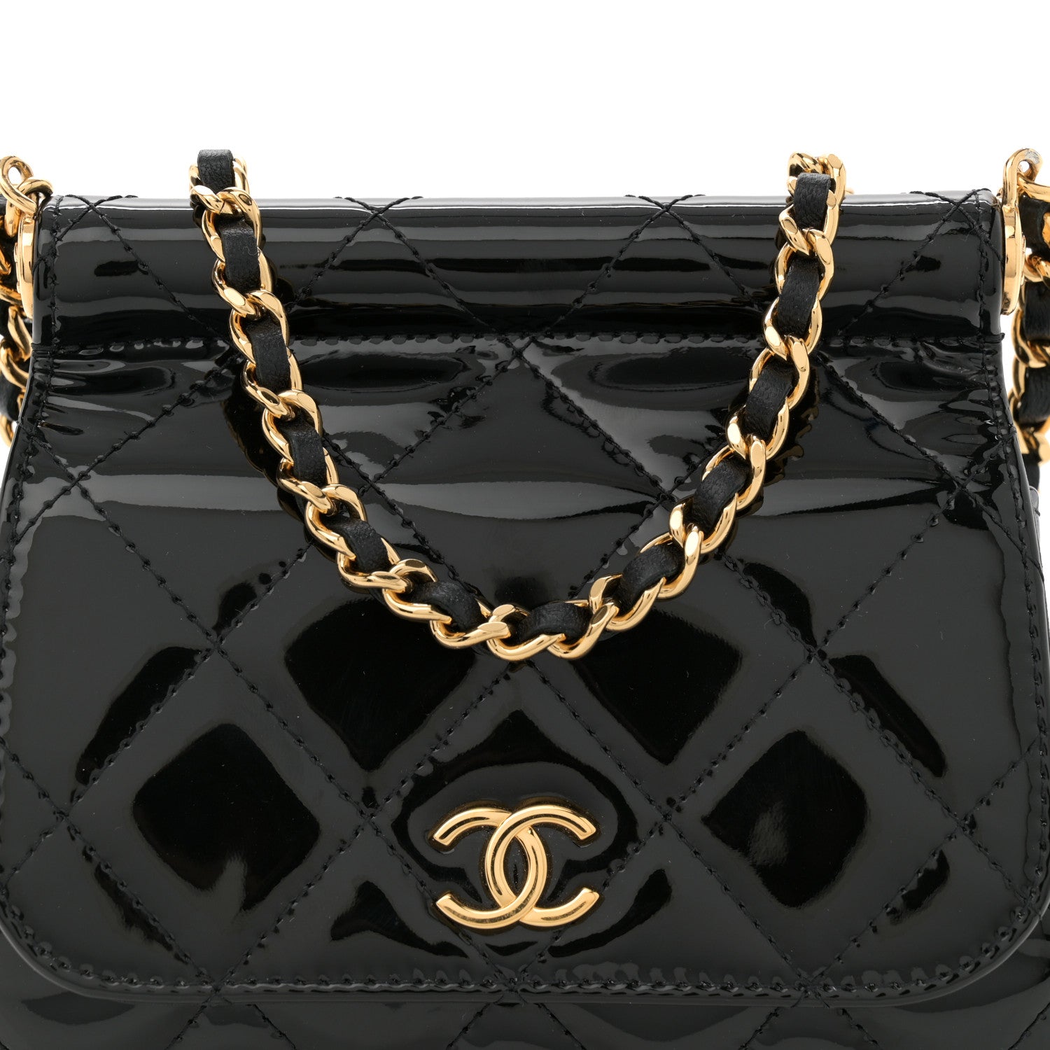 Chanel Patent Quilted Frame Clutch Flap With Chain Black 8 of 10