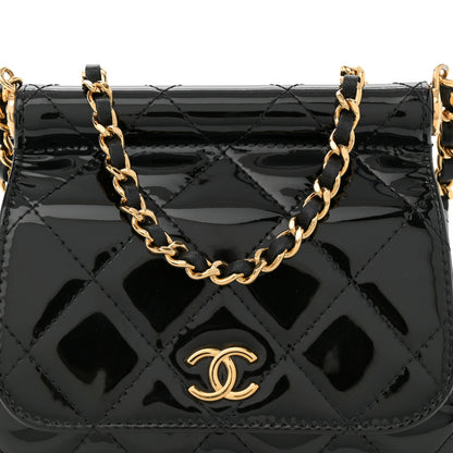 Chanel Patent Quilted Frame Clutch Flap With Chain Black 8 of 10