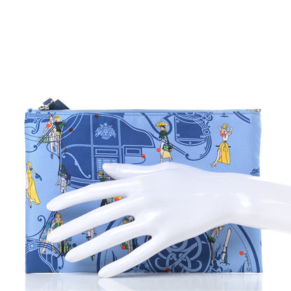 Hermes Silk Ex-Libris Les Parisiennes Silky Pocket Cosmetic Case Deep Bleu Bleuet 2 of 9