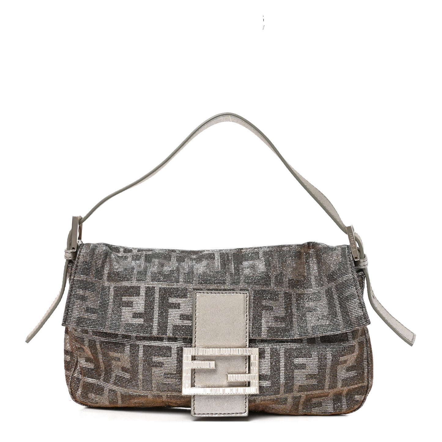Metallic Lurex Zucca Vitello Baguette Argento
