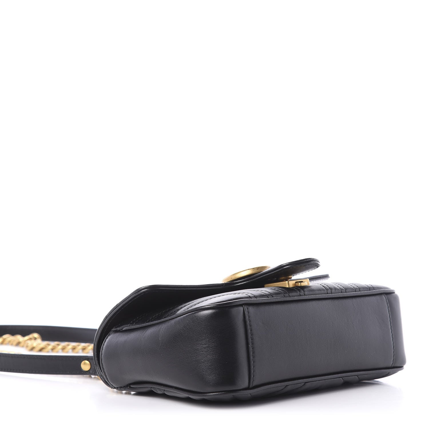 Gucci Calfskin Matelasse Mini GG Marmont Shoulder Bag Black 5 of 12