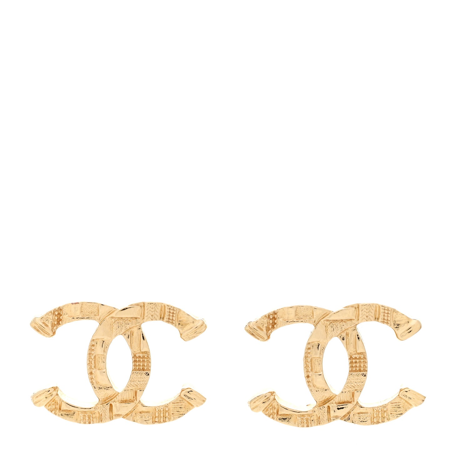 Metal Tweed Effect CC Earrings Gold
