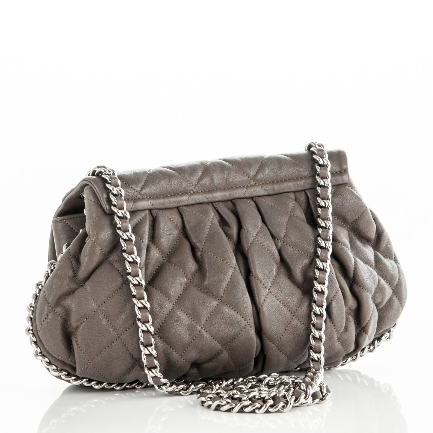Washed Lambskin Quilted Medium Chain Around Messenger Taupe