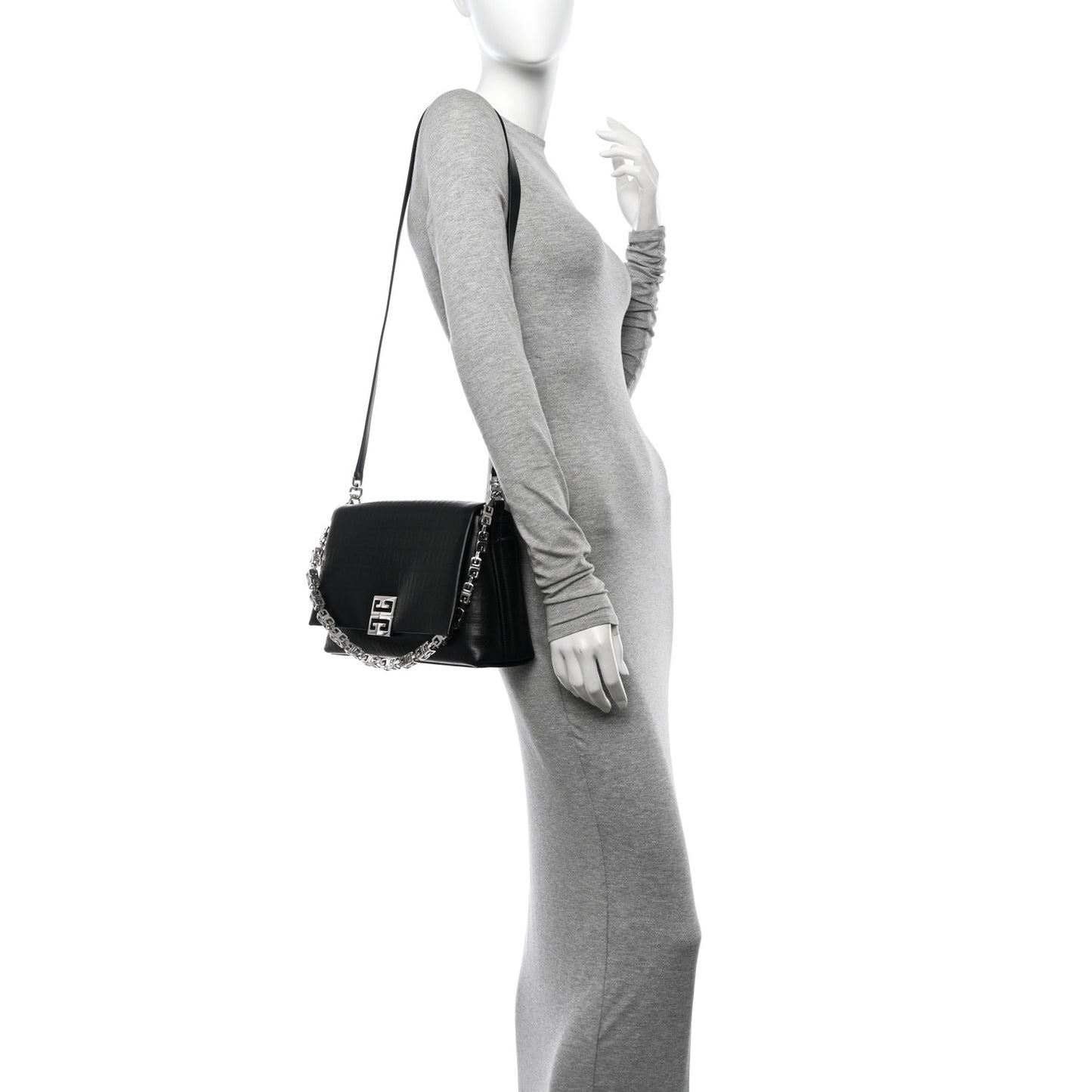 Soft Calfskin 4G Embossed Medium Shoulder Bag Black