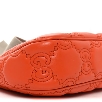 Gucci Calfskin GG Matelasse Chain Handbag Deep Orange Natural 9 of 10