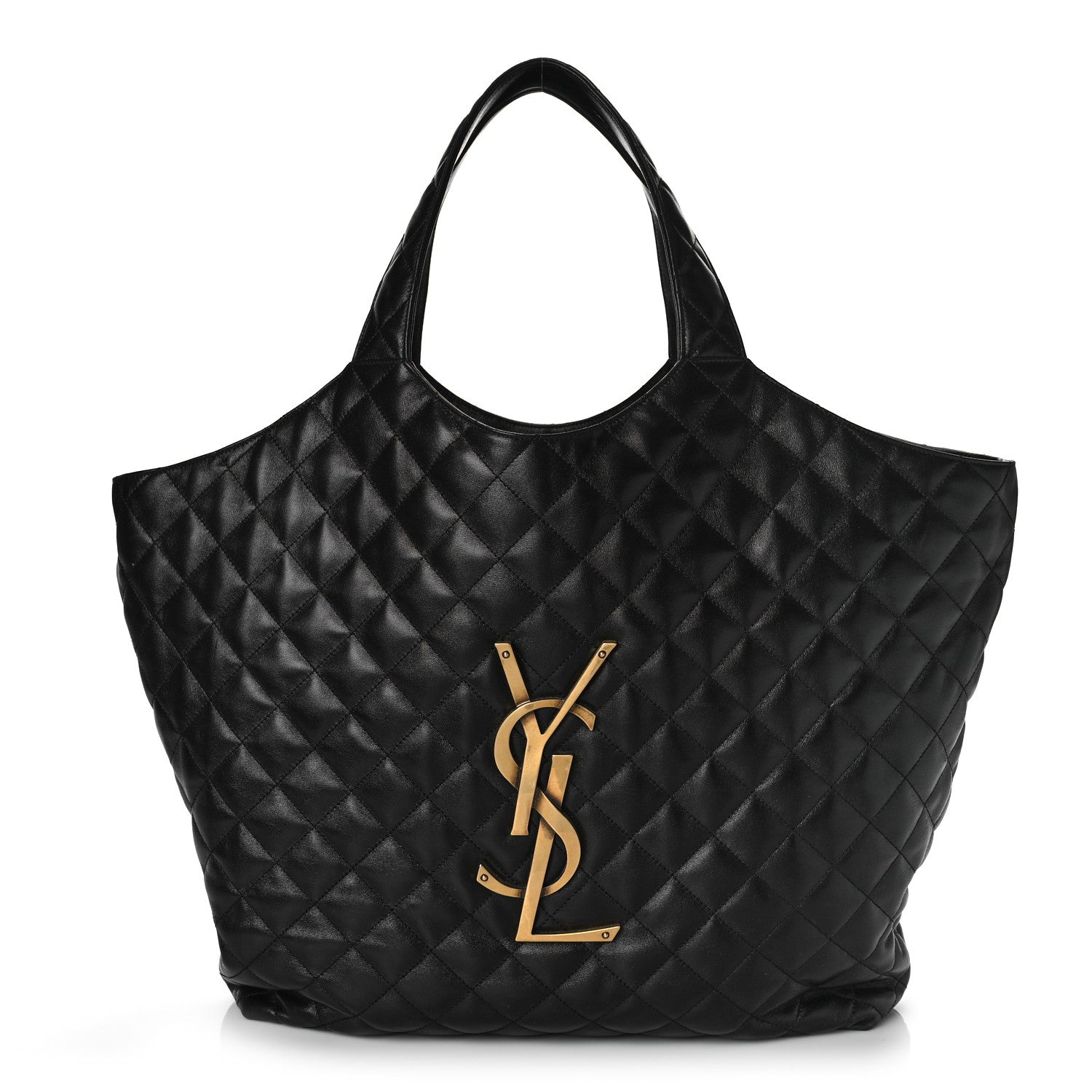Saint Laurent Lambskin Quilted Maxi Icare Shopping Tote Black 3 of 9