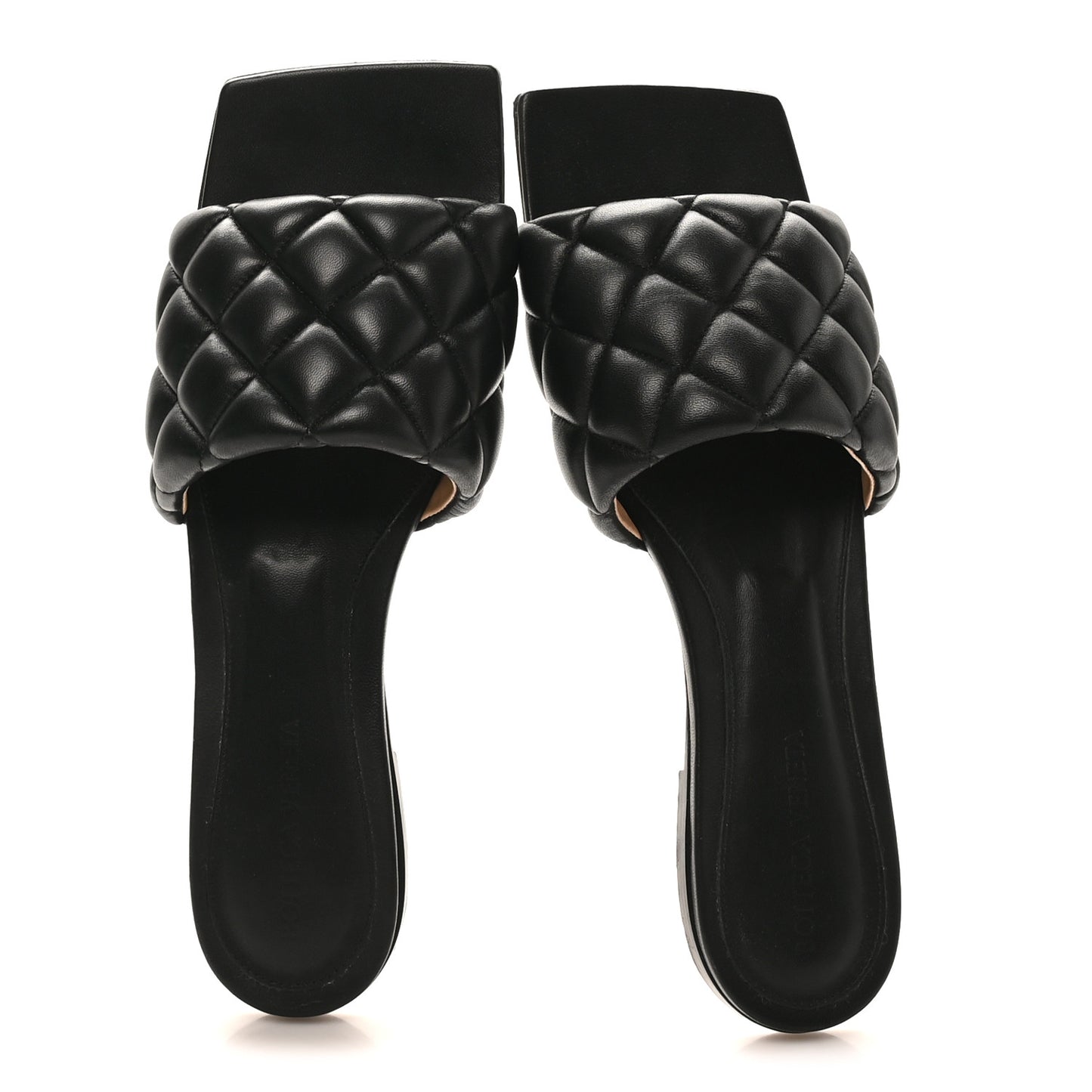 Nappa Matelasse Padded Flat Sandals 38.5 Black