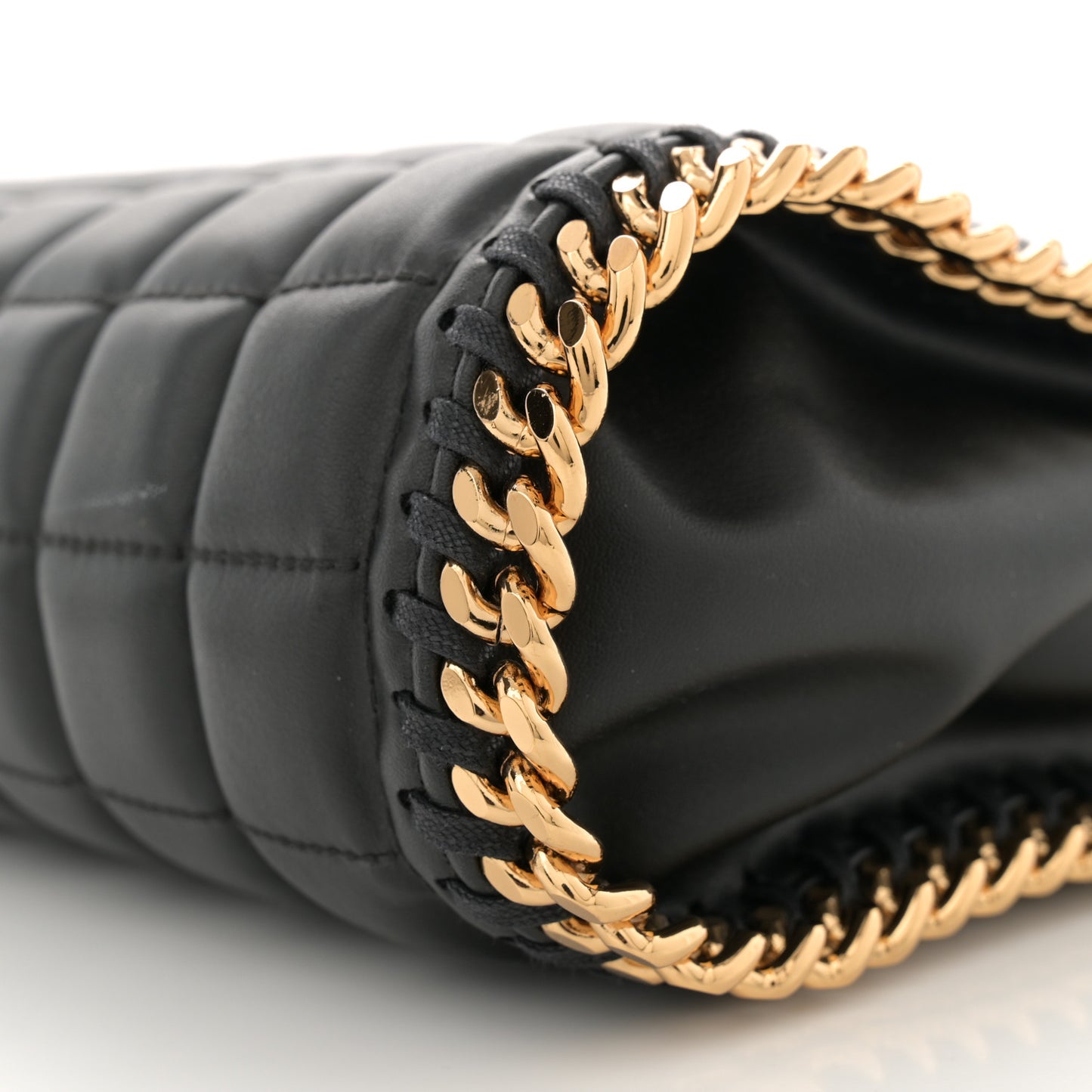 Vegan Leather Quilted Mini Falabella Tote Black