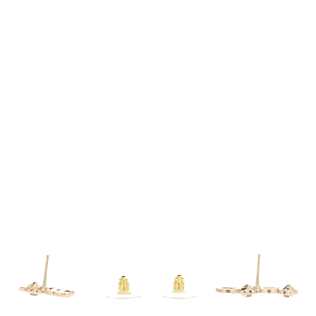 Metal Strass I Love Coco Heart Earrings Gold Pink
