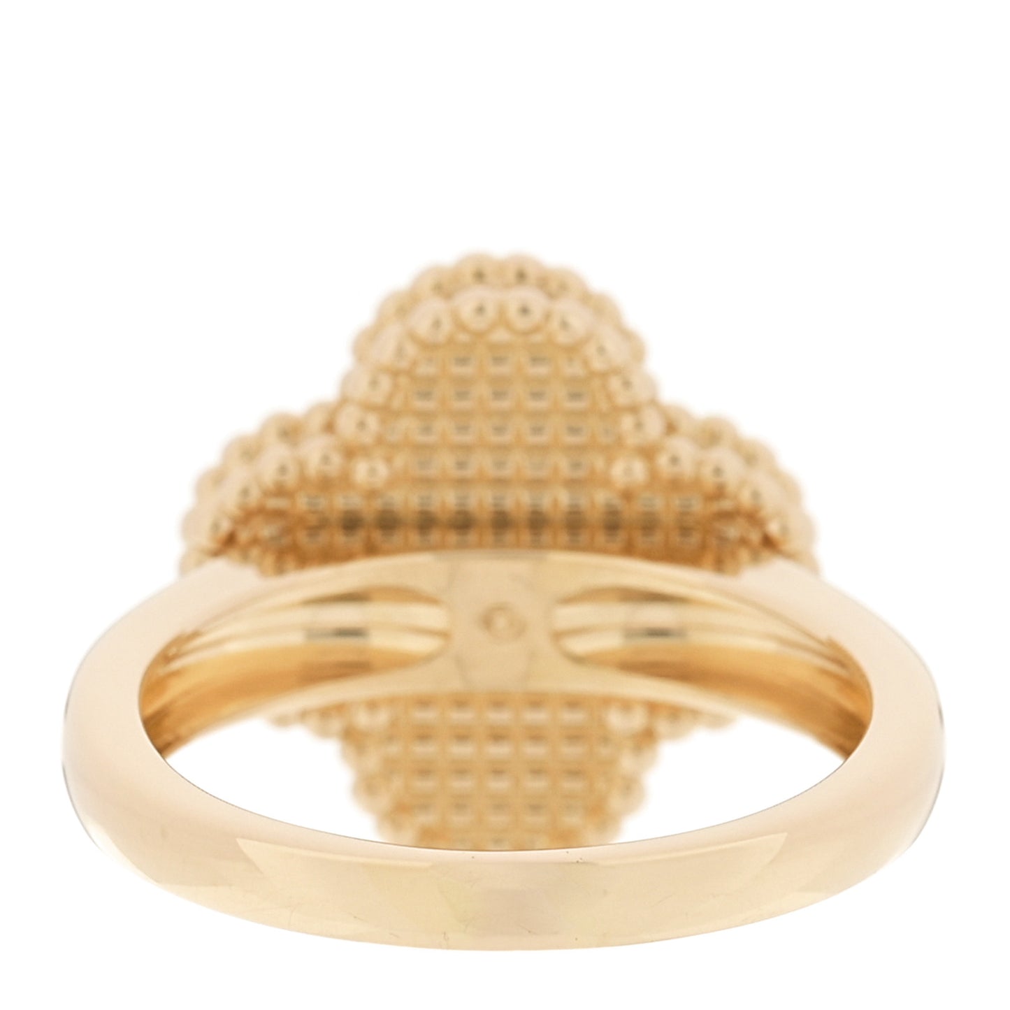 18K Yellow Gold Diamond Mother of Pearl Vintage Alhambra Ring 51 5.75