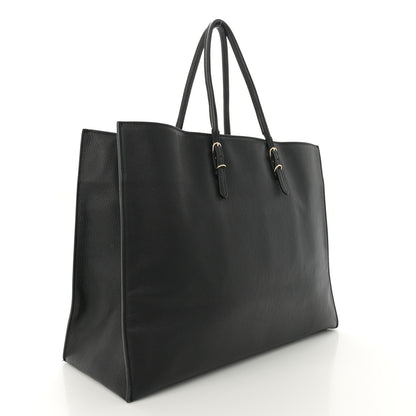 Balenciaga Grained Calfskin Silver Metallic Edge Hardware Papier A4 Tote Black 3 of 14