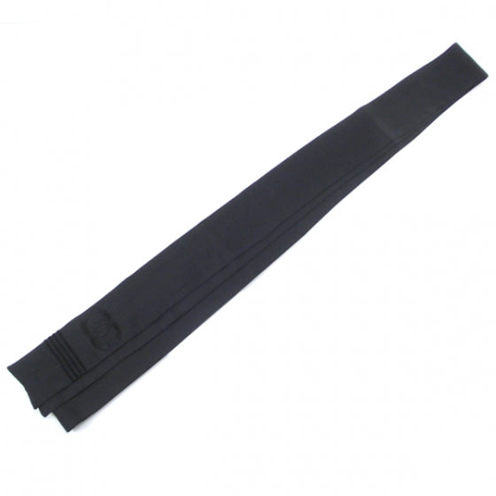 Chanel Long Silk CC Logo Stitched Scarf Black 1 of 5