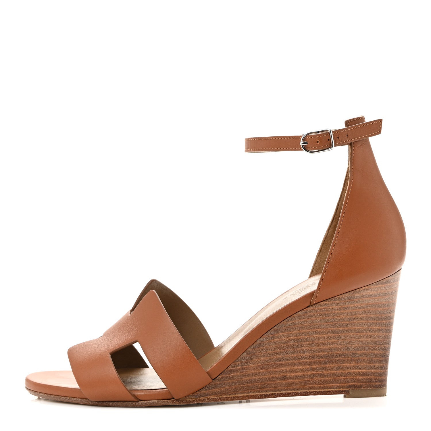 Hermes Calfskin Legend Wedge Sandals 40 Gold 1 of 10