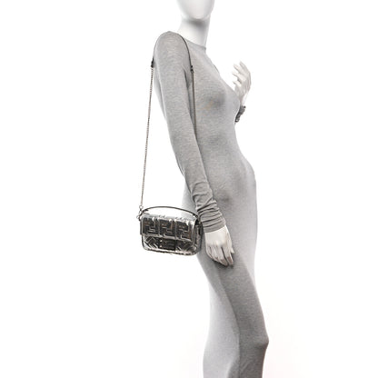 Fendi Vitello Catalan Mirror FF 1974 Embossed Mini Baguette Argento 3 of 9