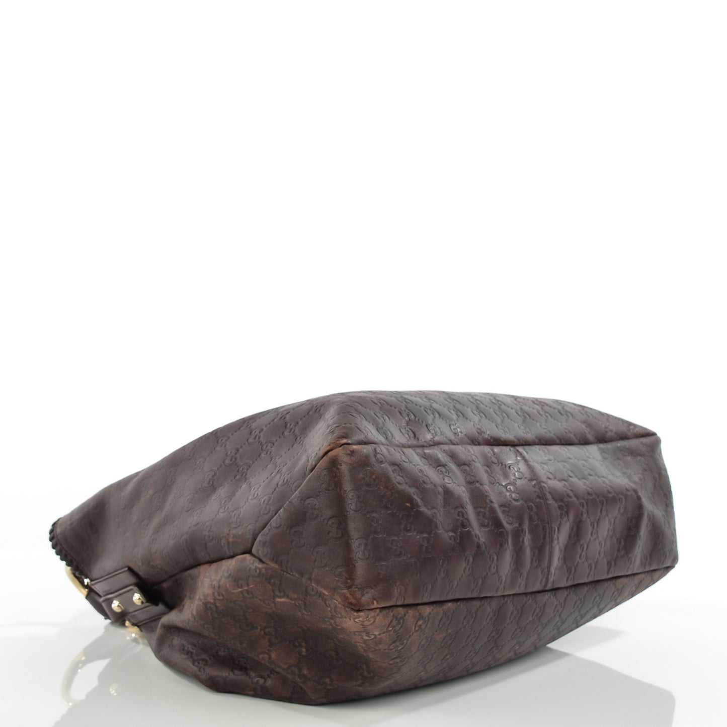 Guccissima Large Horsebit Chain Hobo Chocolate Brown