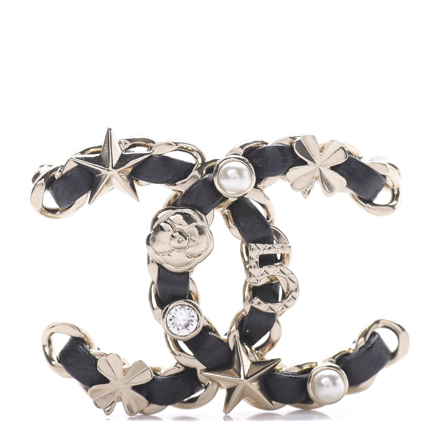 Lambskin Pearl Strass Sergeant Brooch Gold