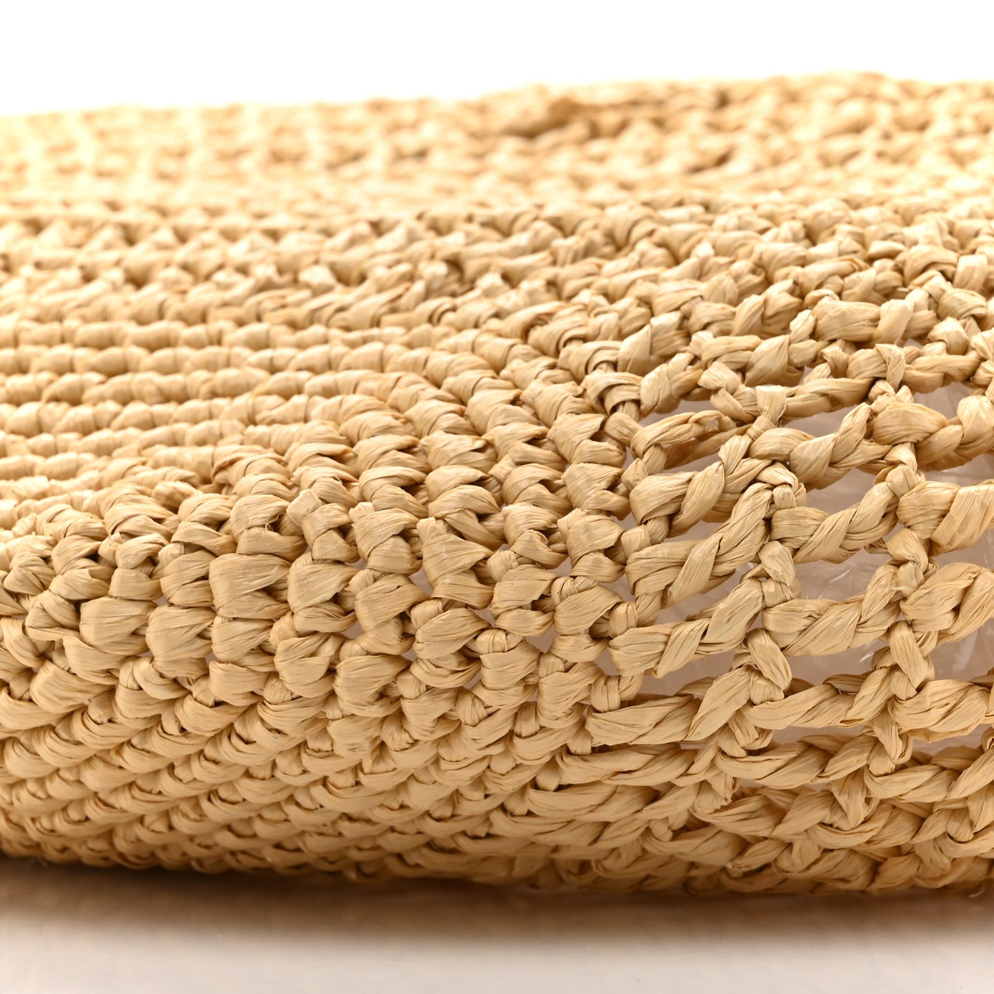 Yarn Raffia Effect Crochet Logo Embroidered Shopping Tote Bag Naturale