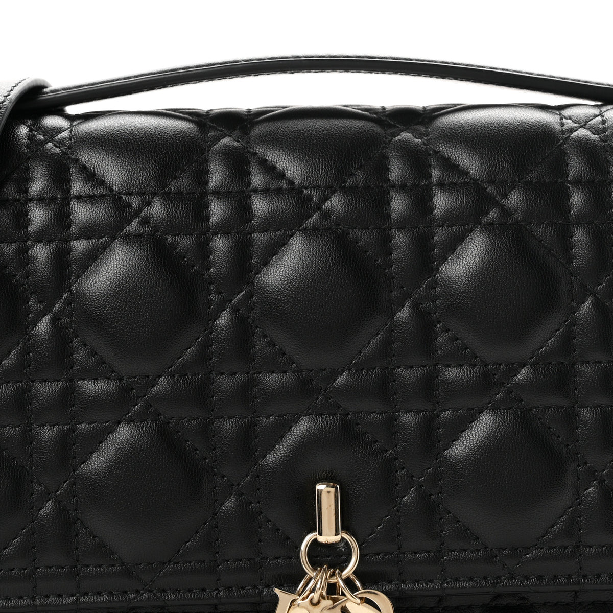 Christian Dior Lambskin Cannage My Dior Top Handle Bag Black 7 of 9
