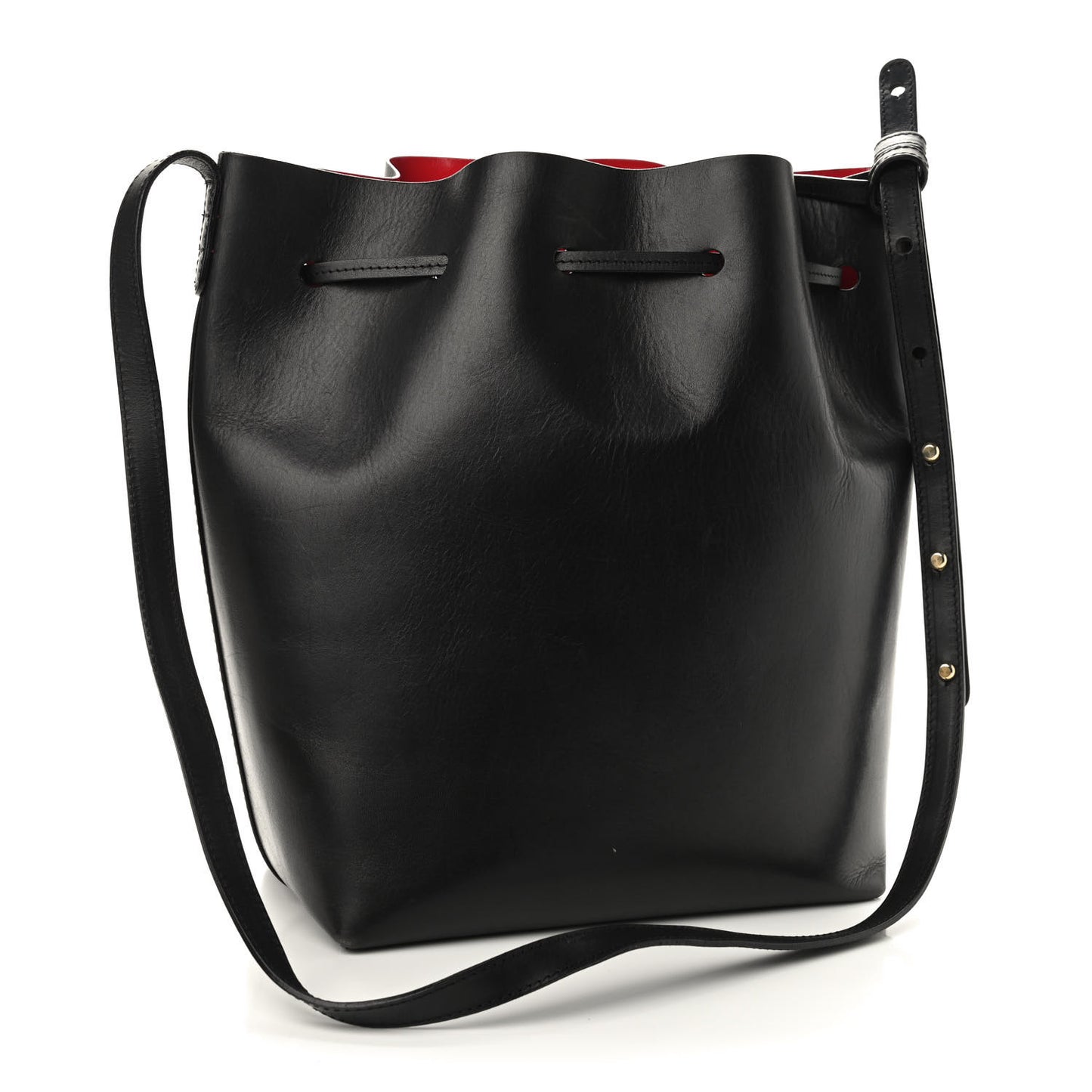 Vegetable Tanned Calfskin Bucket Bag Black Flamma