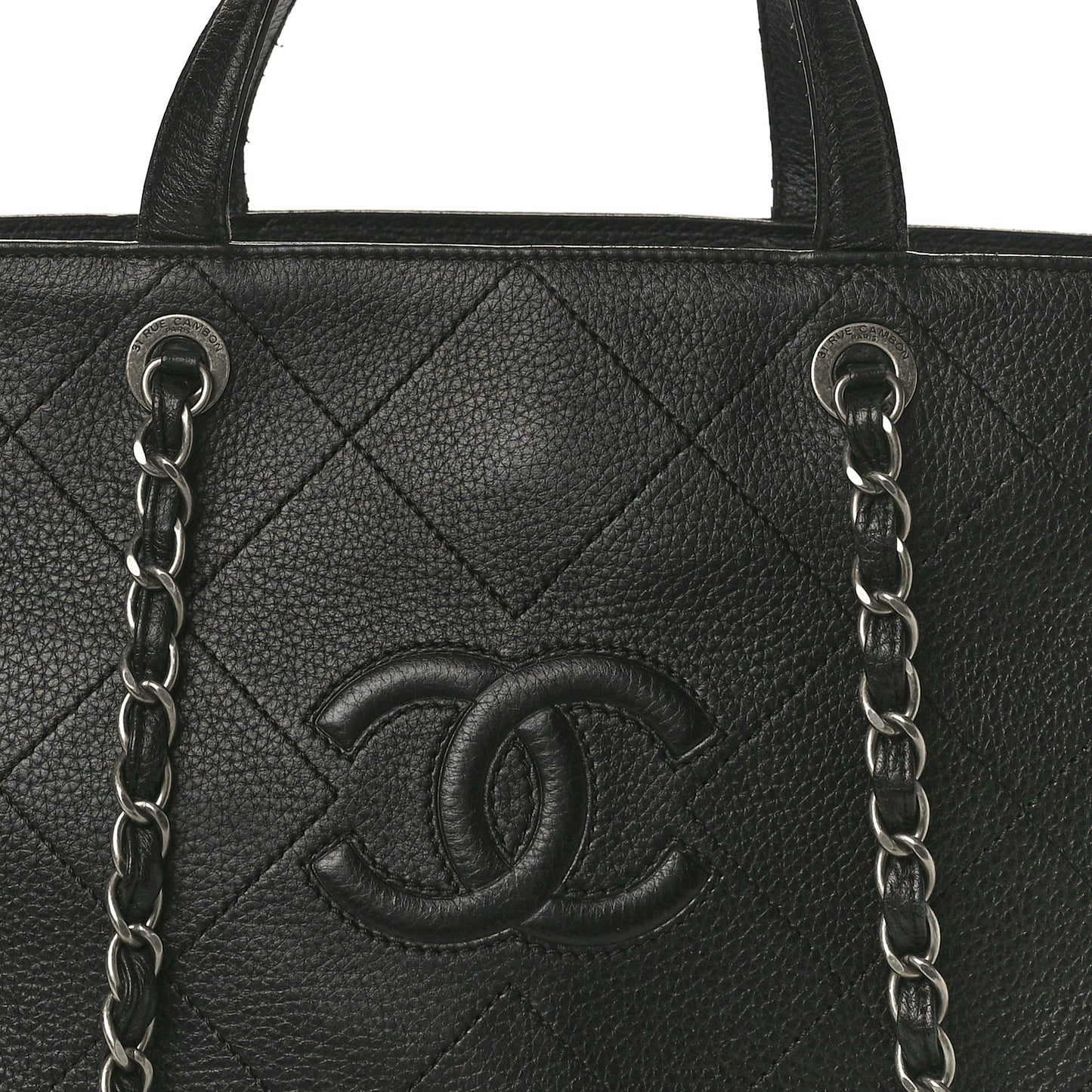 Deerskin Stitched Medium CC Shopping Tote Black