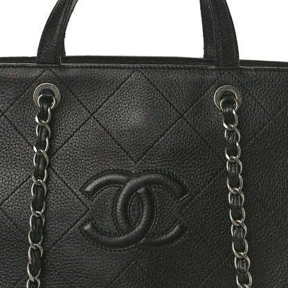 Chanel Deerskin Stitched Medium CC Shopping Tote Black 8 of 15