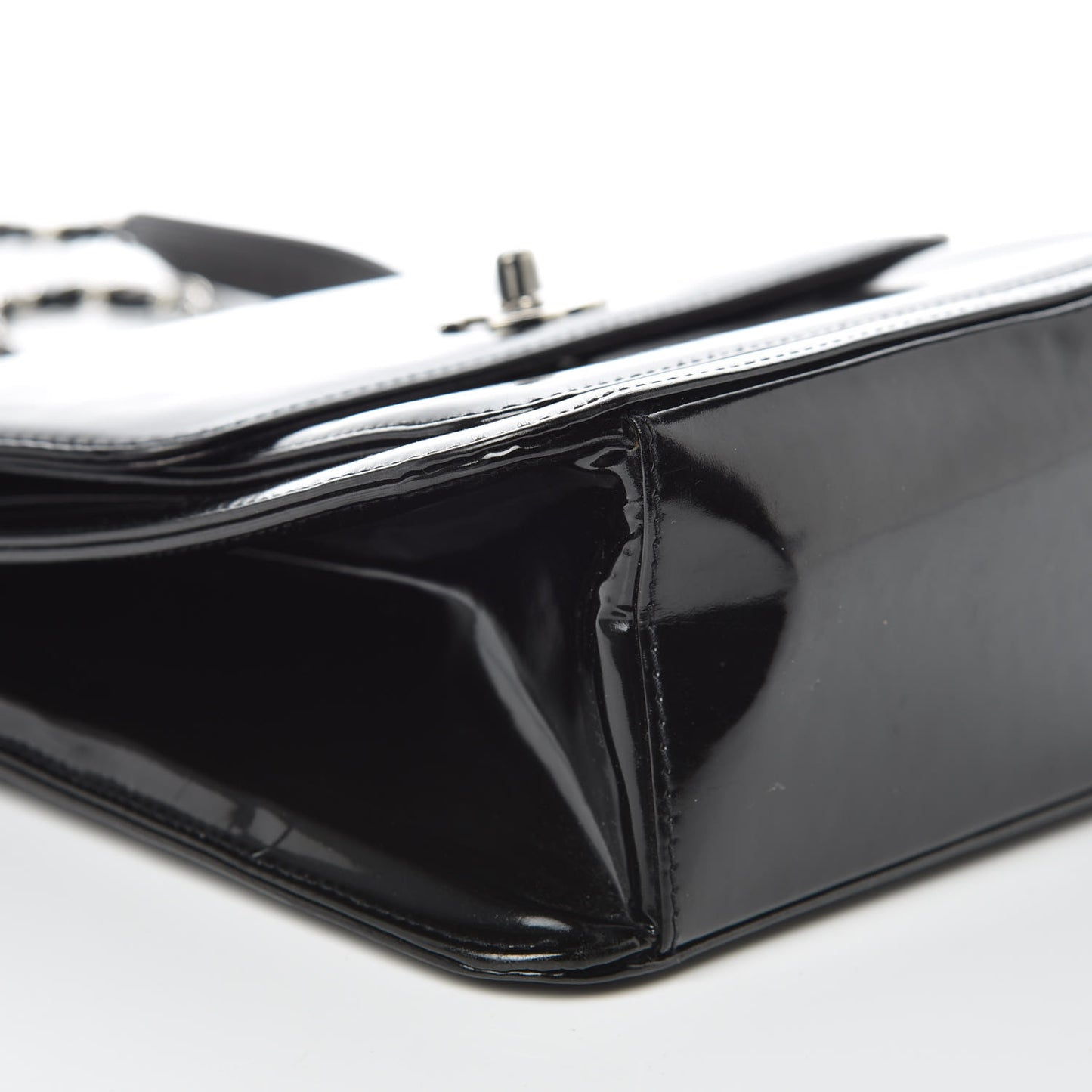 Glazed Calfskin Single Flap Black