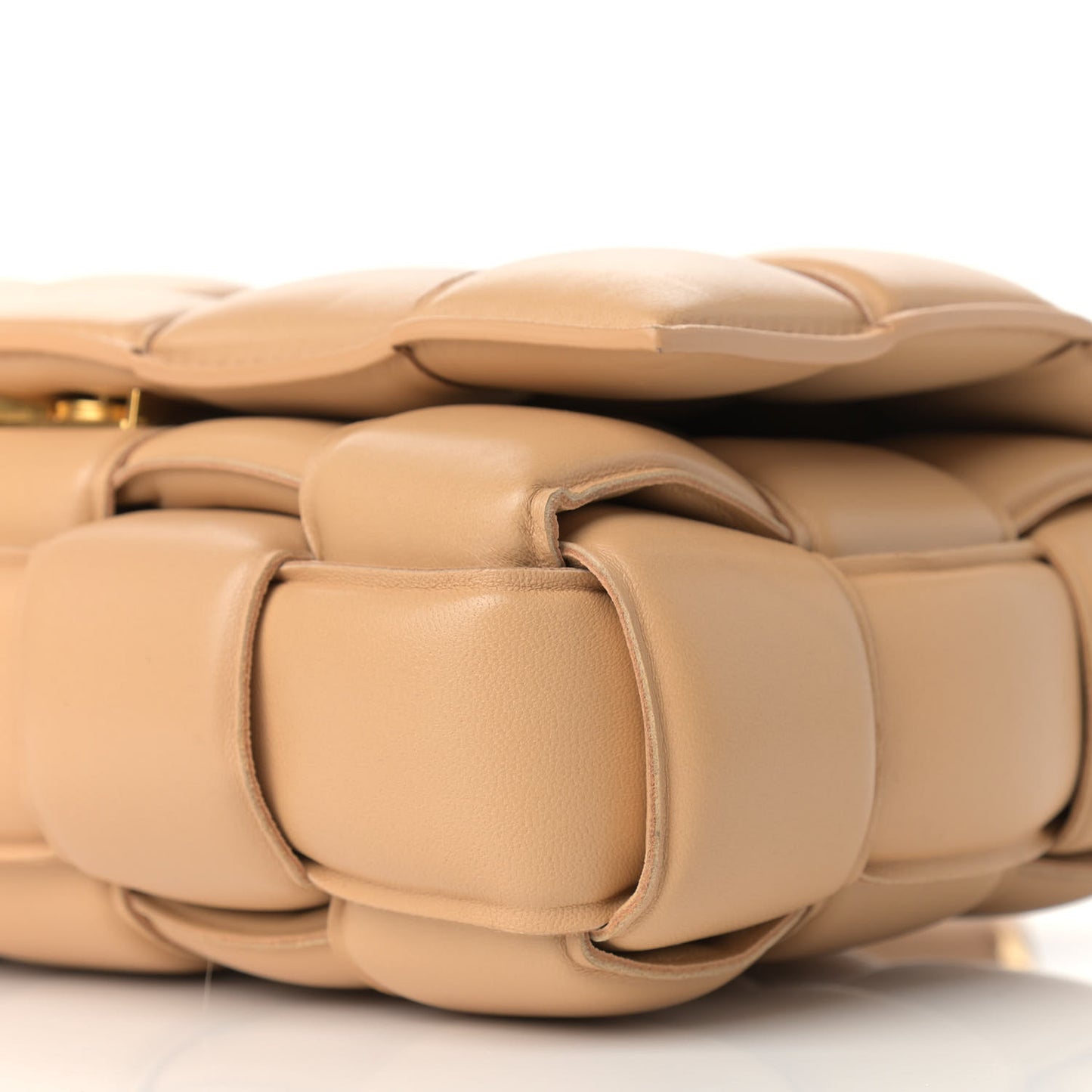 Nappa Maxi Intreccio Padded Cassette Crossbody Bag Almond
