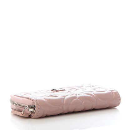 Chanel Goatskin Camellia Embossed Zip Coin Purse Light Pink 4 of 8