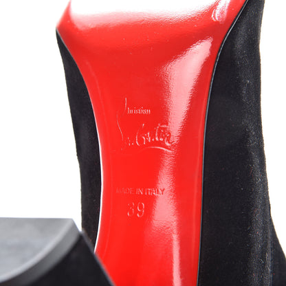 Christian Louboutin Veau Velours Stretch Gena 85 Over The Knee Boots 39 Black 6 of 10