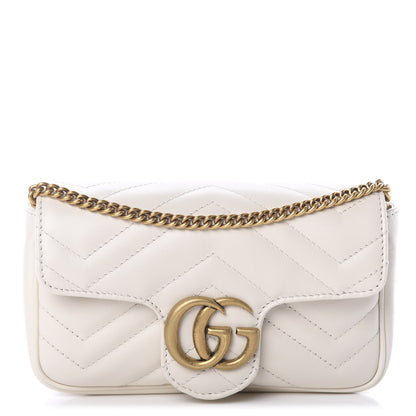 Gucci Calfskin Matelasse Super Mini GG Marmont Shoulder Bag White 1 of 7