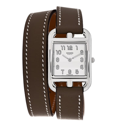 Hermes Stainless Steel Swift 23mm Cape Cod Double Tour Quartz Watch Etoupe 1 of 5