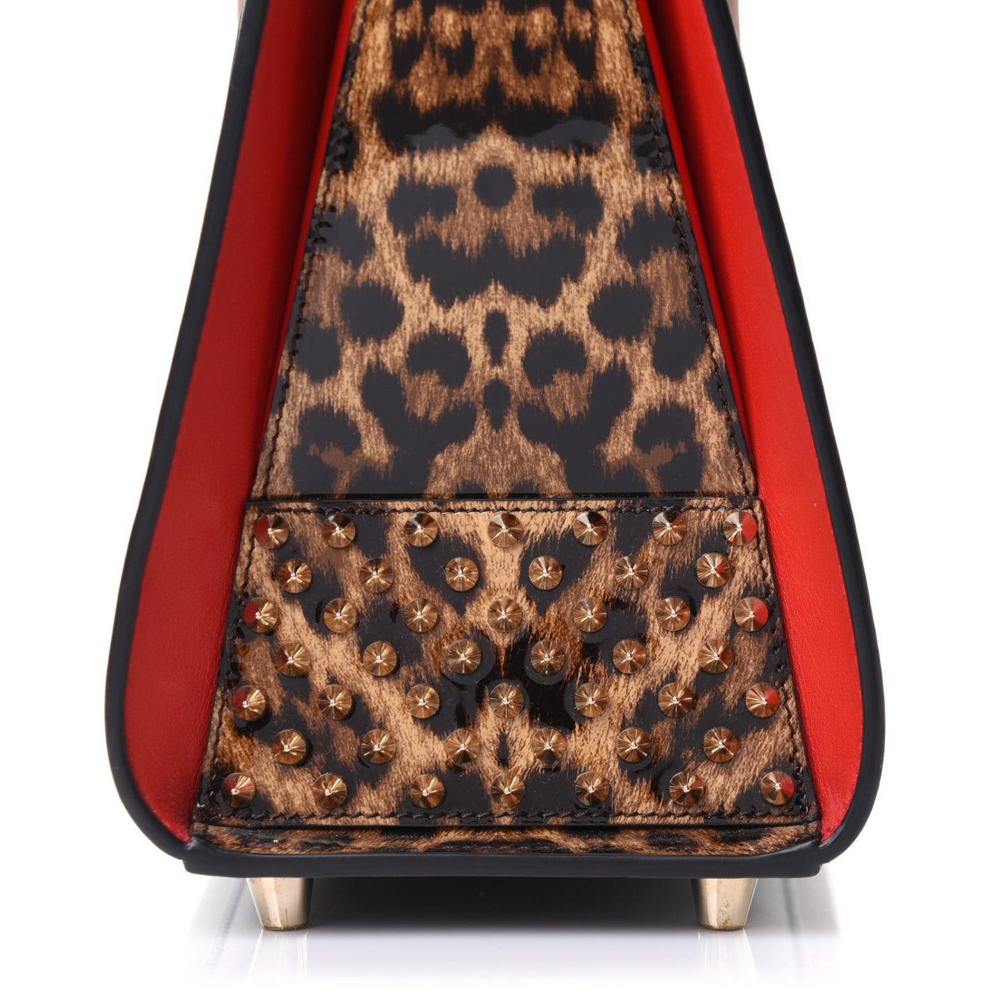 Calfskin Patent Leopard Spiked Medium Paloma Black