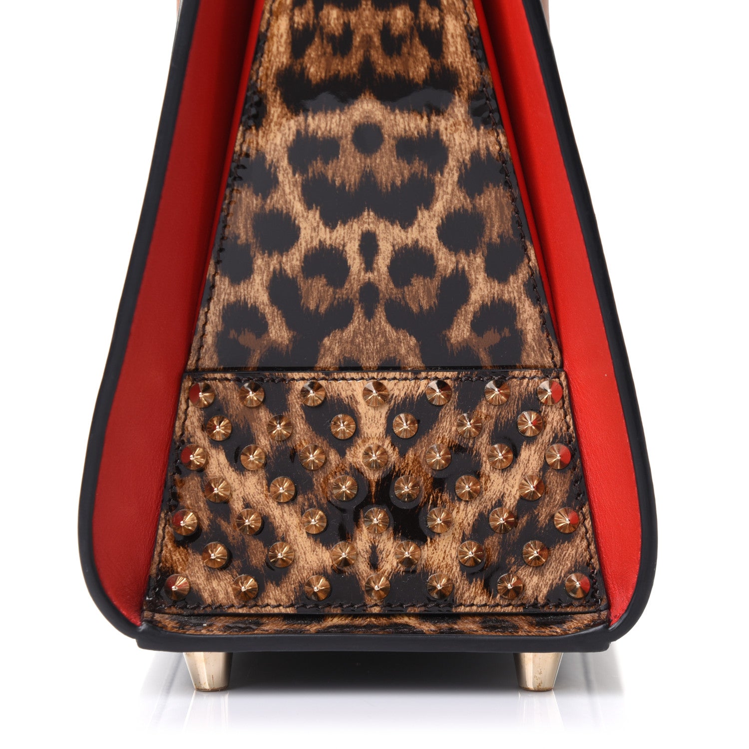 Christian Louboutin Calfskin Patent Leopard Spiked Medium Paloma Black 17 of 24
